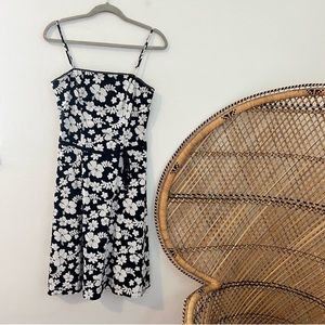 Y2K New York and company black and white Hawaiian floral dress size 2